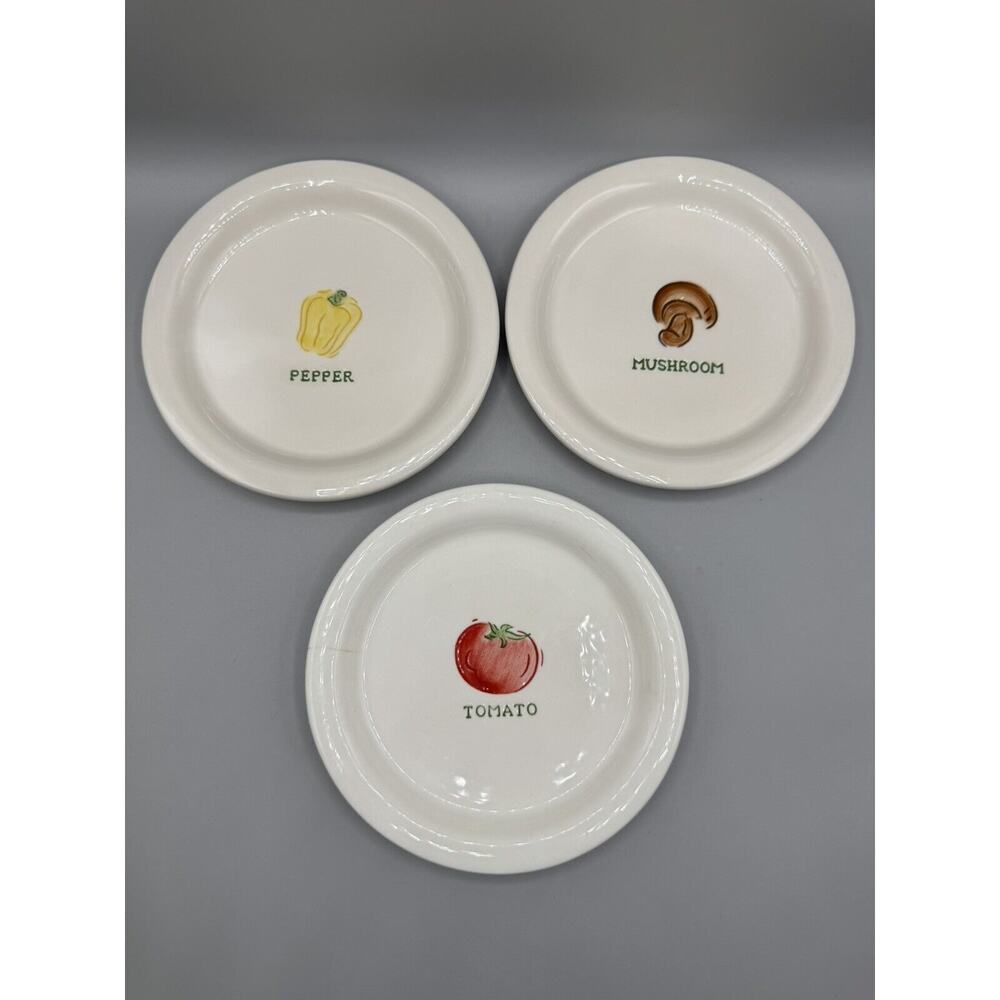 Pottery Barn Outlet Set of 3 Appetizer Snack Dessert Plates Vegetables